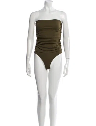 Pre-owned Dundas X Revolve Strapless Bodysuit In Green