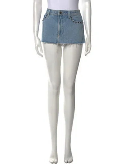 Pre-owned Dundas X Revolve Studded Accents Mini Skirt In Blue