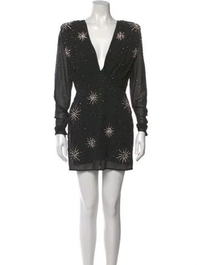 Pre-owned Dundas X Revolve V-neck Mini Dress In Black