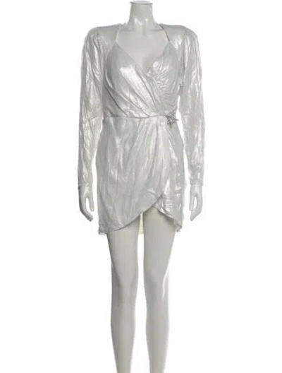 Pre-owned Dundas X Revolve V-neck Mini Dress In White