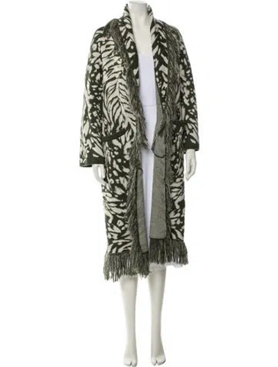 Pre-owned Dundas X Revolve Wool Printed Robe In Green