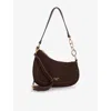 Dune Womens Dark Brown Suede Direction Small Suede Shoulder Bag In Dark Brown Suede