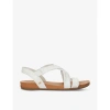 DUNE DUNE WOMENS WHITE-LEATHER LANDIES -STRAP LEATHER SANDALS