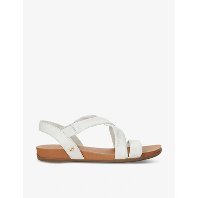 Dune Womens White-leather Landies Multiple-strap Leather Sandals