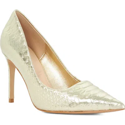 Dune London Assured Pointed Toe Pump In Gold