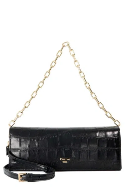 Dune London Bemuse Croc Embossed Faux Leather Shoulder Bag In Black