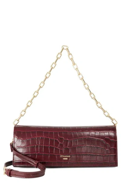 Dune London Bemuse Croc Embossed Faux Leather Shoulder Bag In Burgundy
