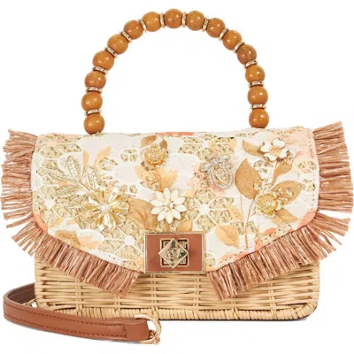 Dune London Blooms Raffia Bag In Orange