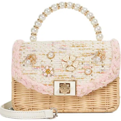 Dune London Blooms Woven Rattan Shoulder Bag In Pink