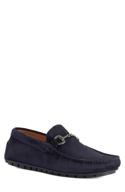 Dune London Brackon Leather Bit Loafer In Blue