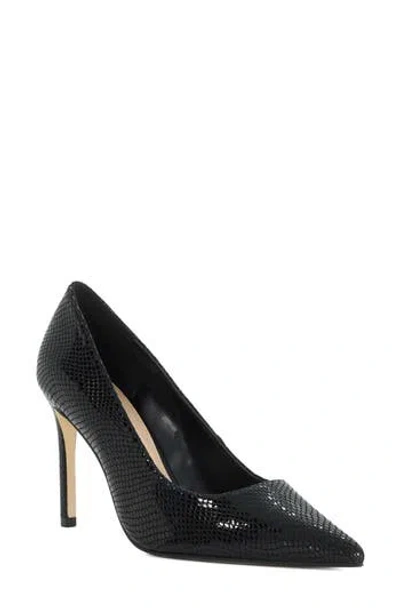 Dune London Brinlee Croc Embossed Leather Pump In Black