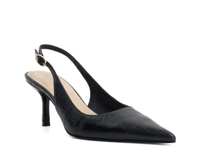 Dune London Celise Pump In Black Croc Print Leather