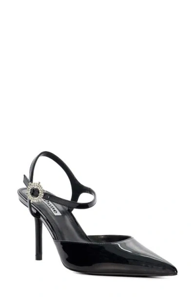 Dune London Channel Ankle Strap Pointed Toe Pump In Black