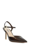 Dune London Channel Ankle Strap Pointed Toe Pump In Brown