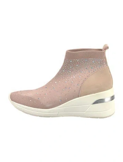 Pre-owned Dune London Colorblock Pattern Studded Accents Wedge Sneakers In Pink