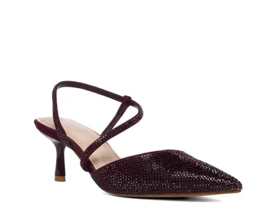 Dune London Competitive Pump In Burgundy Synthetic
