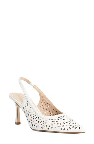 Dune London Corfu Perforated Slingback Pump In White
