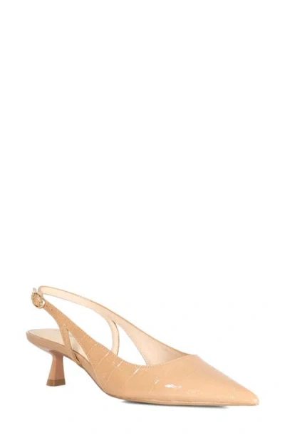 Dune London Cyan Slingback Pointed Toe Kitten Heel Pump In Brown