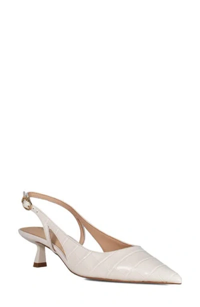 Dune London Cyan Slingback Pointed Toe Kitten Heel Pump In White