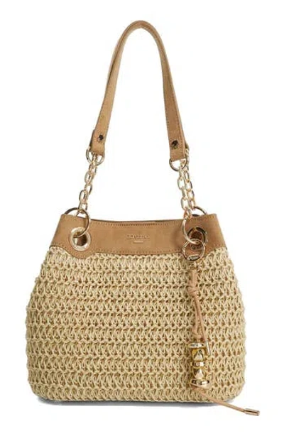 Dune London Damara Raffia Triple Compartment Shoulder Bag In Neutral