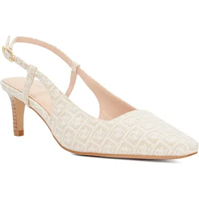 Dune London Dancing Slingback Kitten Heel Pump In Beige/ivory