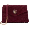 Dune London Darling Matelassé Suede Crossbody Bag In Burgundy