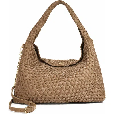 Dune London Deliberate L Woven Shoulder Bag In Brown