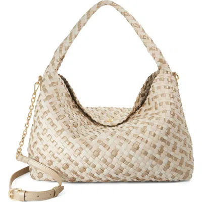 Dune London Deliberate L Woven Shoulder Bag In Neutral