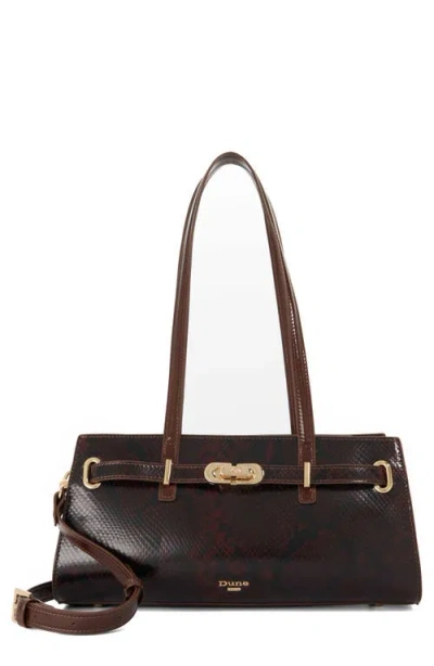 Dune London Depend Croc Embossed Leather Shoulder Bag In Brown