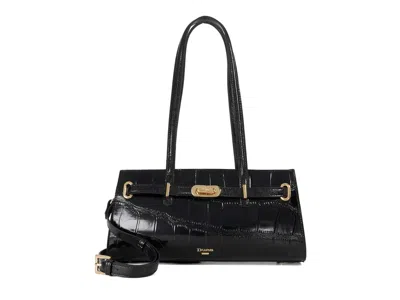 Dune London Depend Leather Shoulder Bag In Black Croc Print