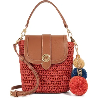 Dune London Dimple Raffia Handbag In Red