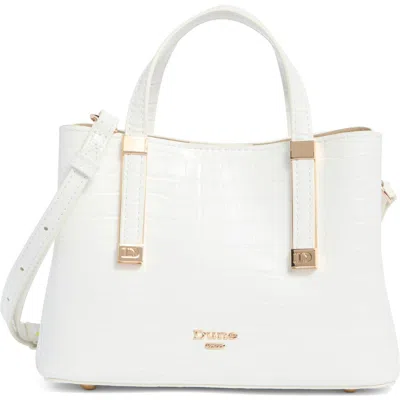 Dune London Dinky Dorrie Croc Embossed Faux Leather Satchel In White