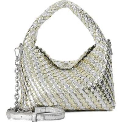 Dune London Dinkydeliberate Woven Top Handle Bag In Silver