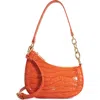 Dune London Direction Croc Embossed Faux Leather Shoulder Bag In Orange