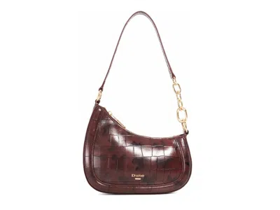 Dune London Direction Croc Leather Shoulder Bag In Burgundy