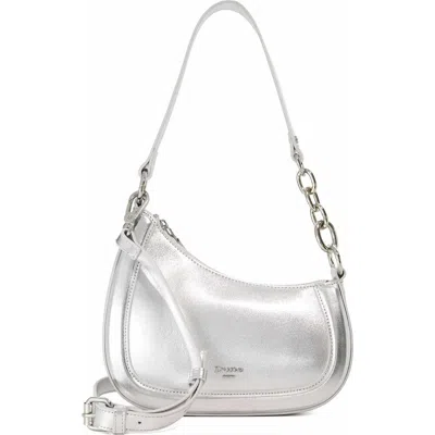 Dune London Direction Faux Leather Shoulder Bag In Silver