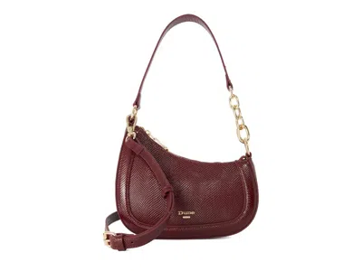Dune London Direction Leather & Suede Shoulder Bag In Burgundy Leather