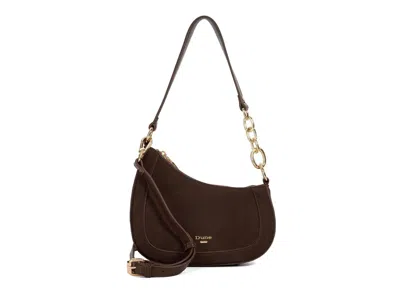 Dune London Direction Leather & Suede Shoulder Bag In Dark Brown Leather/suede