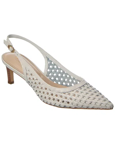 Dune London Divided Leather Slingback Pump In White