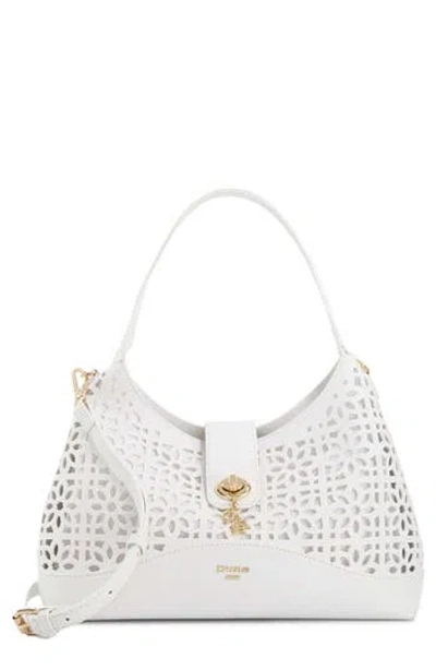 Dune London Delaser M Medium Laser Cut Shoulder Bag In White