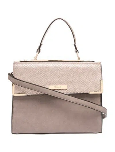 Pre-owned Dune London Embossed Leather Top Handle Bag In Neutral