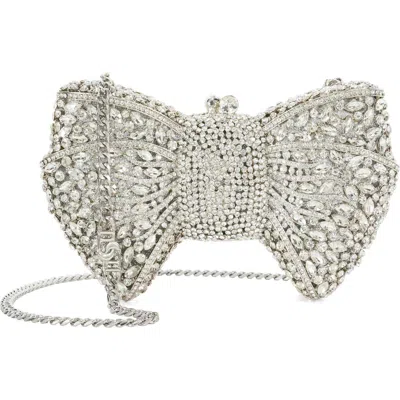 Dune London Enchant Crystal Bow Clutch In Silver