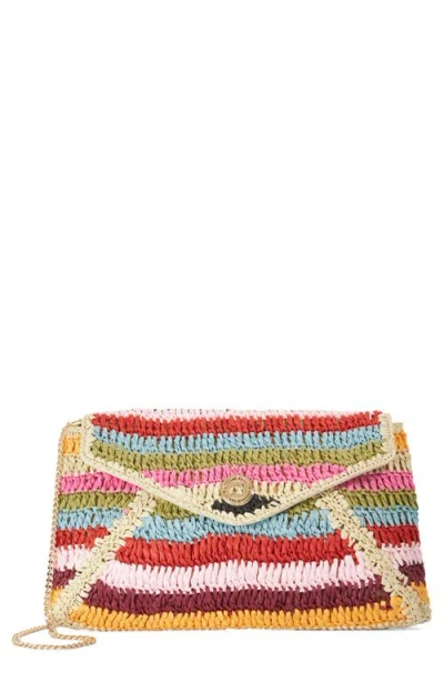Dune London Essentials Stripe Straw Clutch In Multi