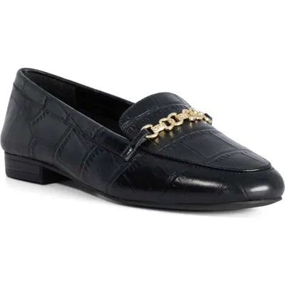 Dune London Gearing Croc Embossed Leather Loafer In Blue