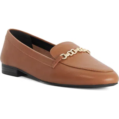 Dune London Gearing Croc Embossed Leather Loafer In Brown