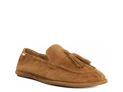 Dune London Grounding Loafer In Dark Tan Suede