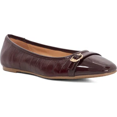 Dune London Habitats Square Toe Ballet Flat In Burgundy
