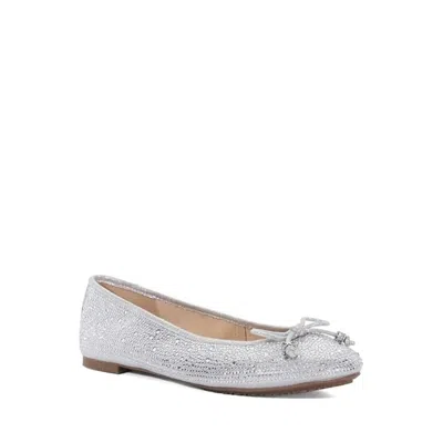 Dune London Hallis Ballet Flat Women Silver Diamantes Slip On Round Toe Htat1030 In Multi