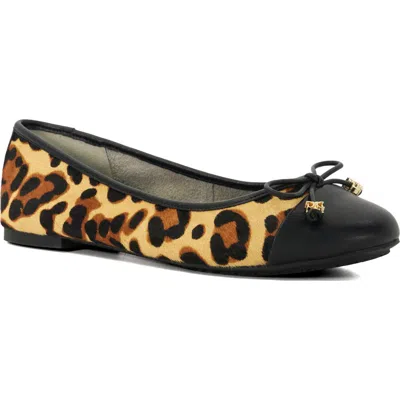 Dune London Hallo Genuine Calf Hair Cap Toe Ballet Flat In Leopard