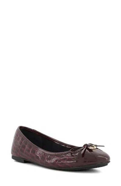 Dune London Hallo Snake Embossed Ballet Flat In Burgundy
